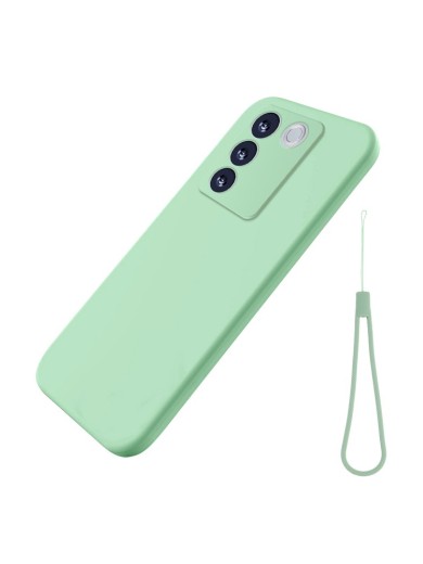 Предпазен удароустойчив силиконов гръб с каишка за vivo S16e - зелен
