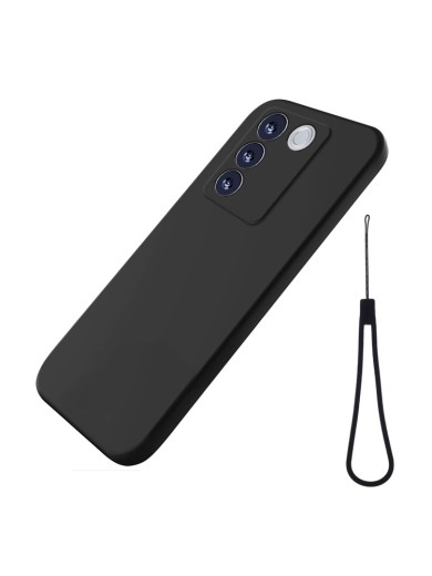 Предпазен удароустойчив силиконов гръб с каишка за vivo S16e - черен