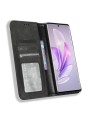Калъф от еко кожа с ретро текстура тип портмоне за vivo S17 Pro - черен