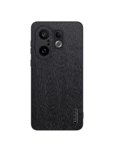 Удароустойчив гръб от еко кожа с дървесна текстура за vivo S30 Pro mini - черен