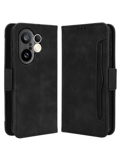 Калъф от еко кожа тип портмоне за vivo S30 Pro mini - черен