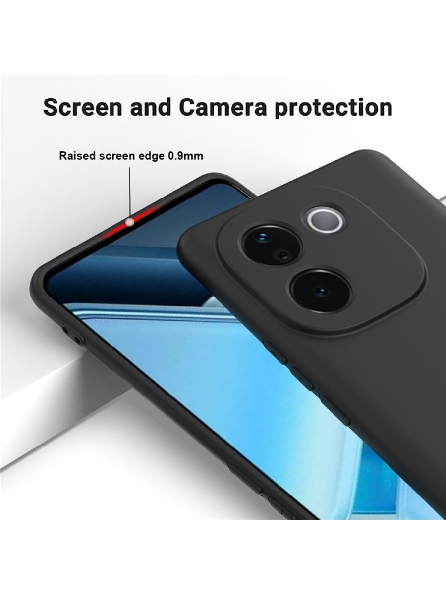 Предпазен удароустойчив силиконов гръб с каишка за vivo T3 Pro - черен
