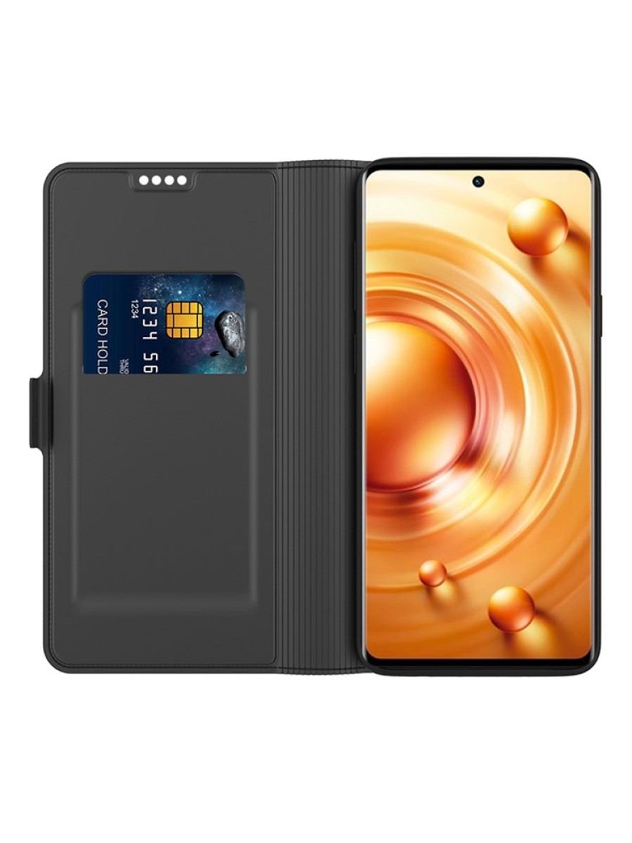 Удароустойчив калъф от еко кожа тип портмоне за vivo V30 Lite - черен