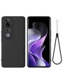 Предпазен удароустойчив силиконов гръб с каишка за vivo V40 Pro - черен