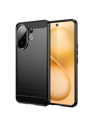 Мек удароустойчив гръб с текстура на карбонови влакна за vivo V60 - черен Мек удароустойчив гръб с текстура на карбонови влакна за vivo V60 - черен