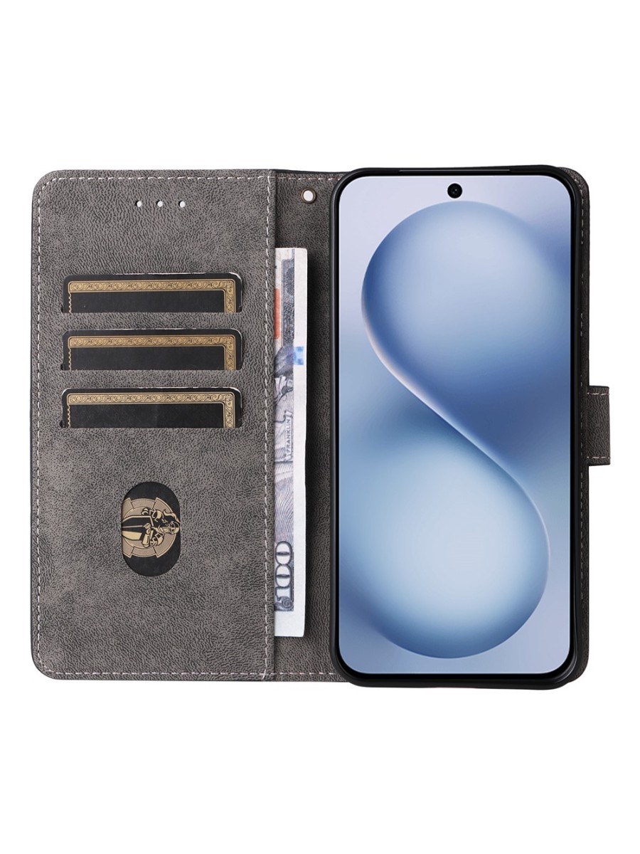 Калъф от еко кожа тип портмоне с RFID блокиране за vivo X200 FE - черен