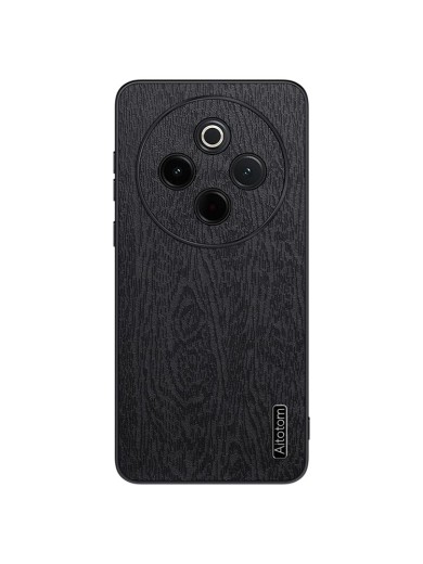 Удароустойчив калъф от еко кожа с дървесна текстура за vivo Y300 Pro - черен Удароустойчив калъф от еко кожа с дървесна текстура за vivo Y300 Pro - черен
