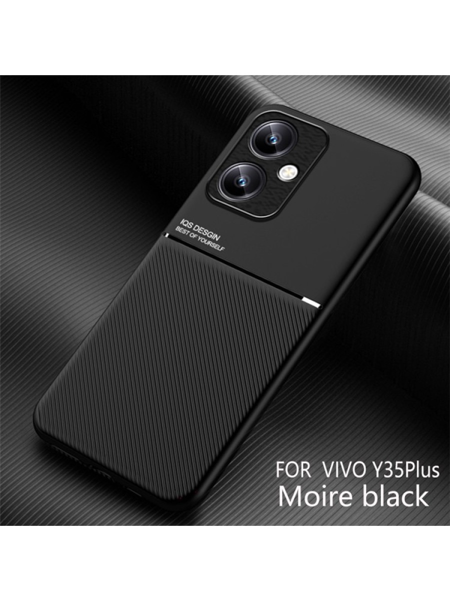 Гръб с покритие от еко кожа за vivo Y35+ - черен