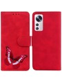 Калъф от еко кожа за Xiaomi 12 Lite с вид на портфейл със защитен капак - червен