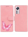 Калъф от еко кожа за Xiaomi 12 Lite с вид на портфейл със защитен капак - розов