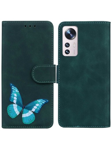 Калъф от еко кожа за Xiaomi 12 Lite с вид на портфейл със защитен капак - зелен Калъф от еко кожа за Xiaomi 12 Lite с вид на портфейл със защитен капак - зелен
