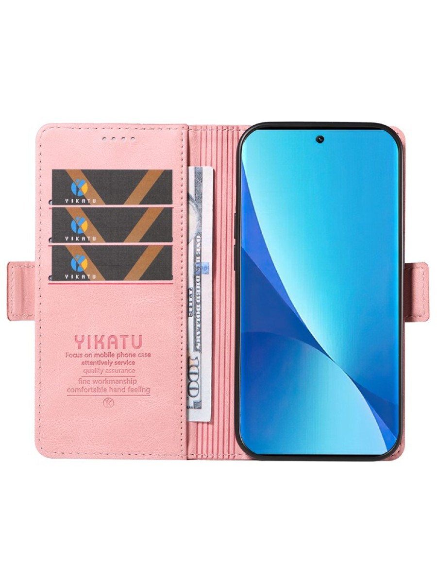 Калъф от еко кожа тип портмоне за Xiaomi 12 Lite - розов