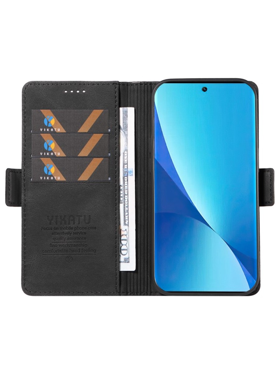 Калъф от еко кожа тип портмоне за Xiaomi 12 Lite - черен