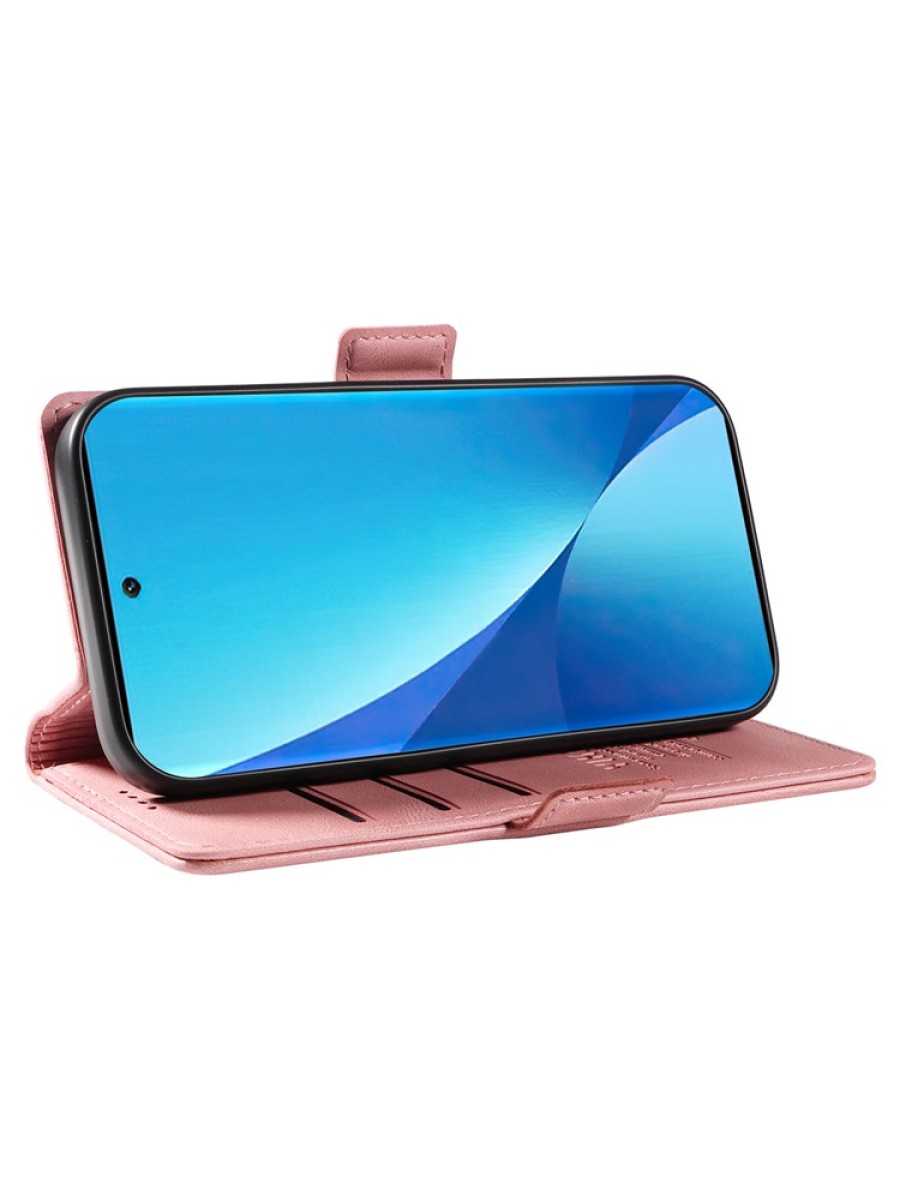 Калъф от еко кожа тип портмоне за Xiaomi 12 Lite - розов