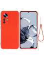 Предпазен удароустойчив силиконов гръб с каишка за Xiaomi 12T - червен