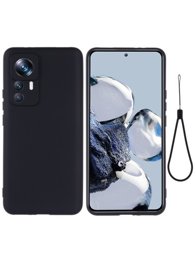 Предпазен удароустойчив силиконов гръб с каишка за Xiaomi 12T - черен