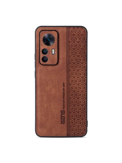 Противоплъзгащ се тънък гръб от еко кожа за Xiaomi 12T - кафяв