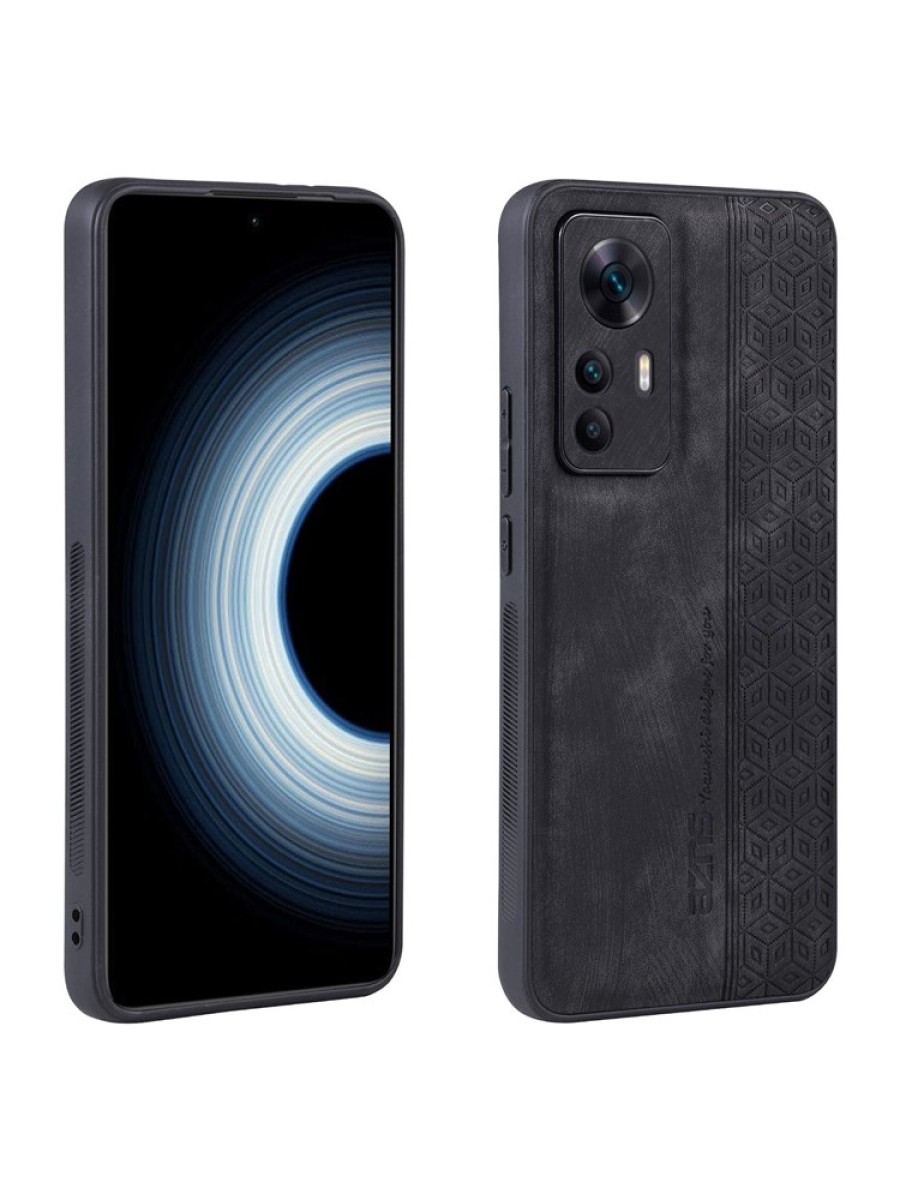 Противоплъзгащ се тънък гръб от еко кожа за Xiaomi 12T - черен