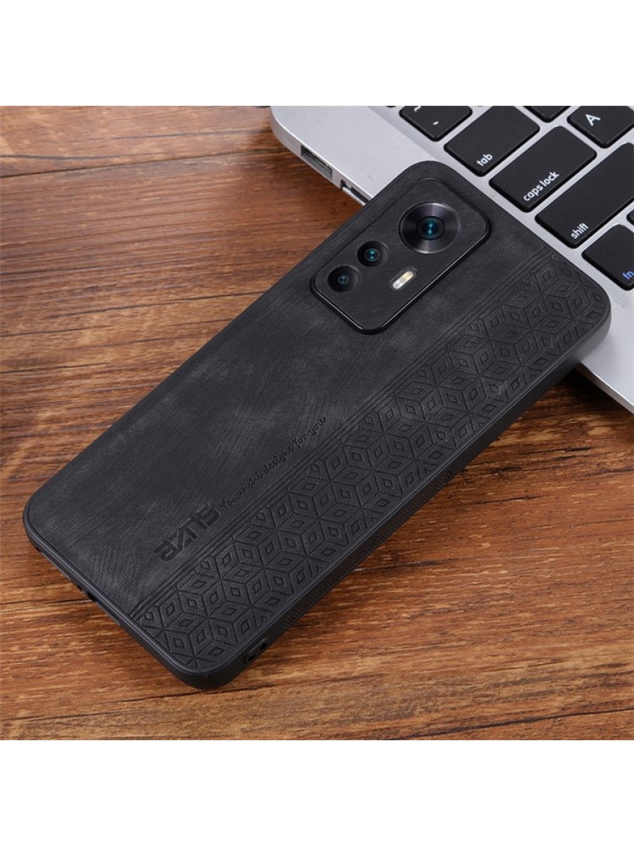 Противоплъзгащ се тънък гръб от еко кожа за Xiaomi 12T - черен
