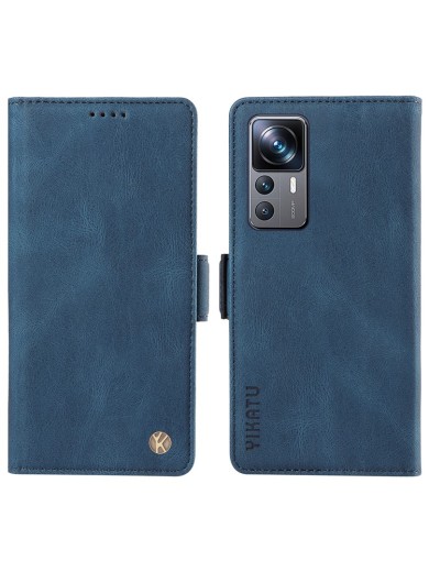Калъф от еко кожа тип портмоне за Xiaomi 12T - син