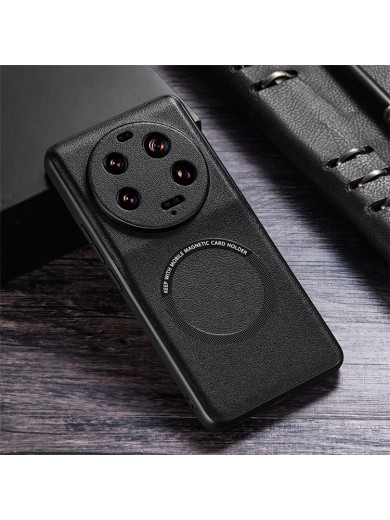 Удароустойчив гръб от еко кожа съвместим с MagSafe за Xiaomi 13 Ultra - черен