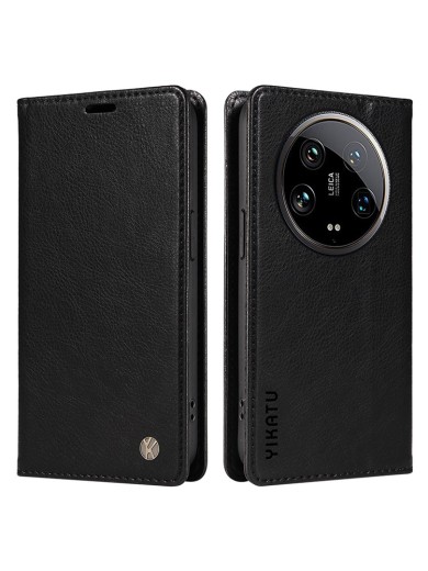 Калъф от еко кожа тип портмоне за Xiaomi 14 Ultra - черен