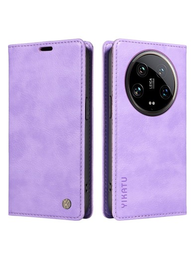 Калъф от еко кожа тип портмоне за Xiaomi 14 Ultra - лилав