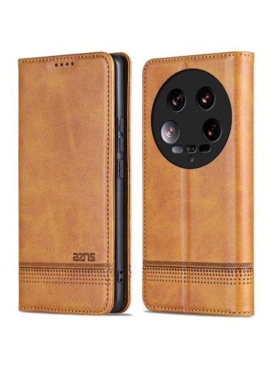 Калъф от еко кожа тип портмоне за Xiaomi 14 Ultra - кафяв