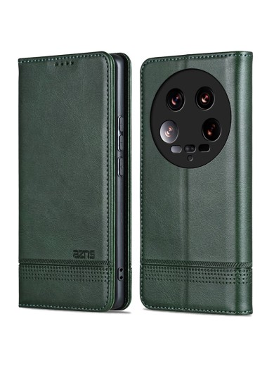 Калъф от еко кожа тип портмоне за Xiaomi 14 Ultra - зелен