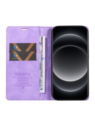 Калъф от еко кожа тип портмоне за Xiaomi 14 Ultra - лилав