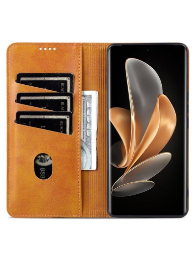 Калъф от еко кожа тип портмоне за Xiaomi 14 Ultra - кафяв
