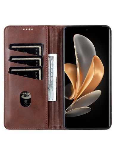 Калъф от еко кожа тип портмоне за Xiaomi 14 Ultra - кафяв