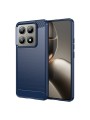 Мек удароустойчив гръб с текстура на карбонови влакна за Xiaomi 14T - син