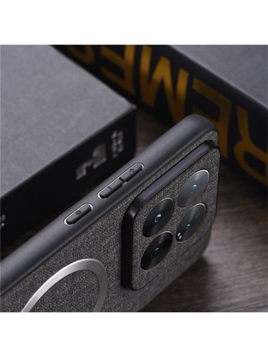 Предпазен гръб с платнено покритие съвместим с MagSafe за Xiaomi 14T - черен