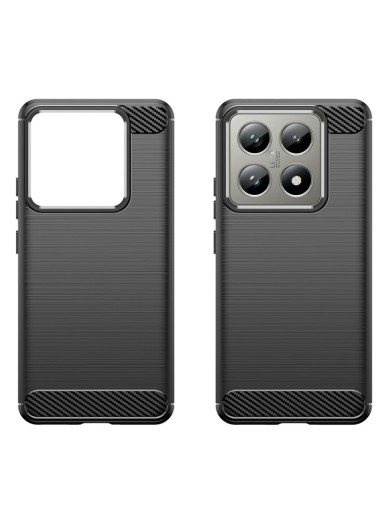 Мек удароустойчив гръб с текстура на карбонови влакна за Xiaomi 14T - черен
