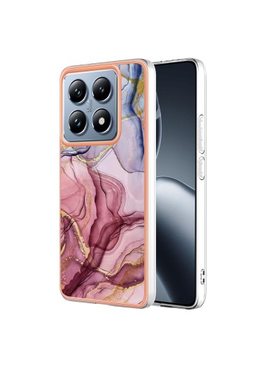 Предпазен удароустойчив гръб с мраморни шарки за Xiaomi 14T - розов