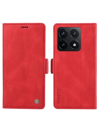 Калъф от еко кожа тип портмоне за Xiaomi 14T - червен