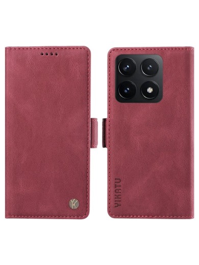 Калъф от еко кожа тип портмоне за Xiaomi 14T - червен
