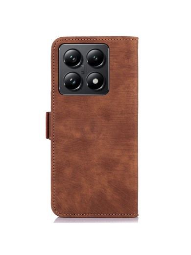 Калъф от еко кожа, тип портмоне за Xiaomi 14T - кафяв