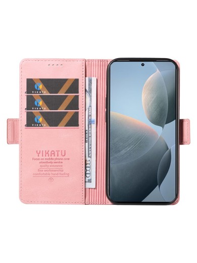 Калъф от еко кожа тип портмоне за Xiaomi 14T - розов