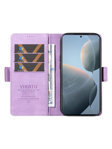 Калъф от еко кожа тип портмоне за Xiaomi 14T - лилав
