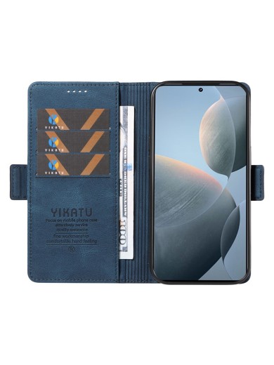 Калъф от еко кожа тип портмоне за Xiaomi 14T - син