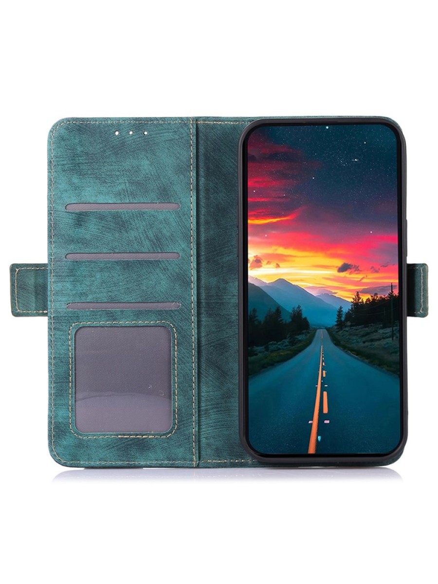 Калъф от еко кожа, тип портмоне за Xiaomi 14T - зелен