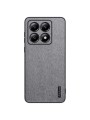 Удароустойчив гръб от еко кожа  с дървесна текстура за Xiaomi 14T Pro - сив