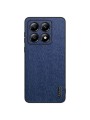 Удароустойчив гръб от еко кожа  с дървесна текстура за Xiaomi 14T Pro - син