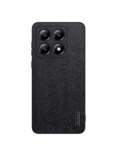 Удароустойчив гръб от еко кожа с дървесна текстура за Xiaomi 14T Pro - черен Удароустойчив гръб от еко кожа с дървесна текстура за Xiaomi 14T Pro - черен
