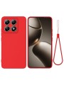 Предпазен удароустойчив силиконов гръб с каишка за Xiaomi 14T Pro - червен