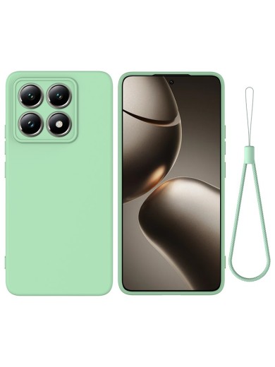 Предпазен удароустойчив силиконов гръб с каишка за Xiaomi 14T Pro - зелен Предпазен удароустойчив силиконов гръб с каишка за Xiaomi 14T Pro - зелен