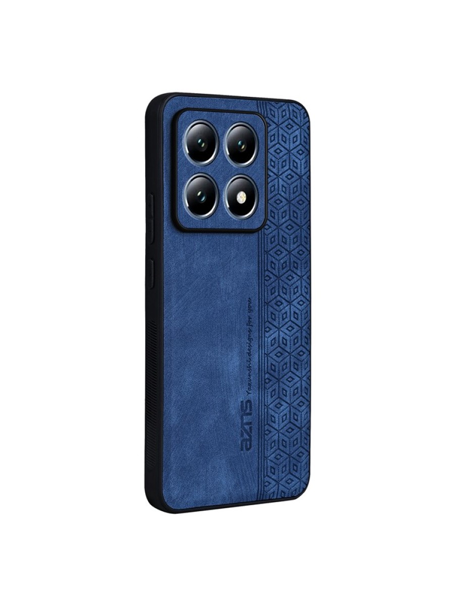 Противоплъзгащ се тънък гръб от еко кожа за Xiaomi 14T Pro - син