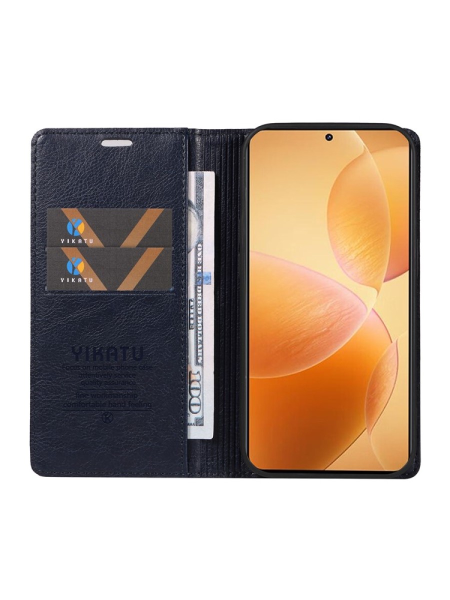 Калъф от еко кожа тип портмоне за Xiaomi 14T Pro - син